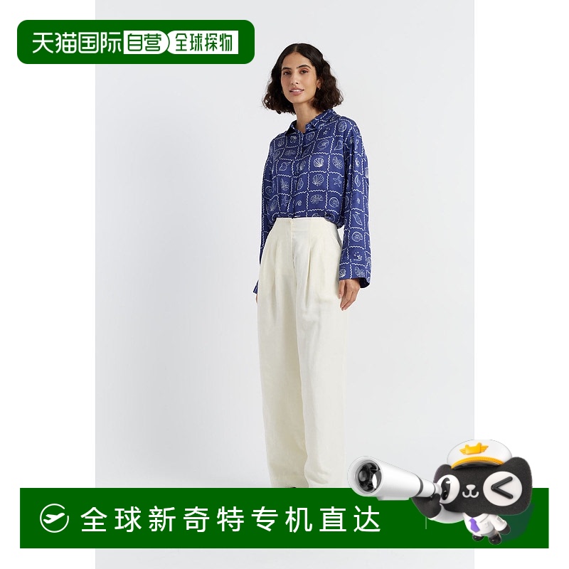 自营 chinti & parker奶油色天丝亚麻褶皱长裤-白色 【美国奥莱】