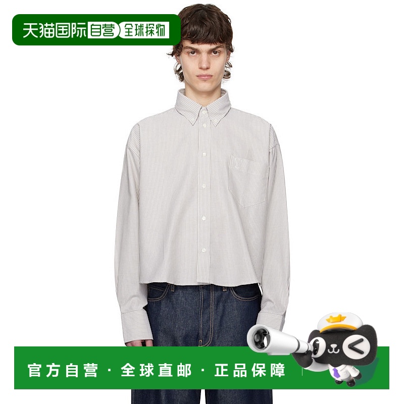 1h可退 香港直邮ami paris 男士 衬衫条纹牛津纺