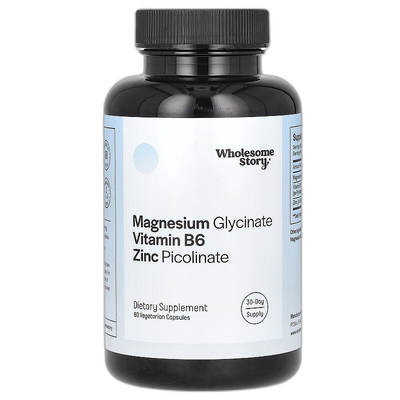 香港直邮Wholesome Story,锌、镁和维生素 B6 补充剂，60 粒素食