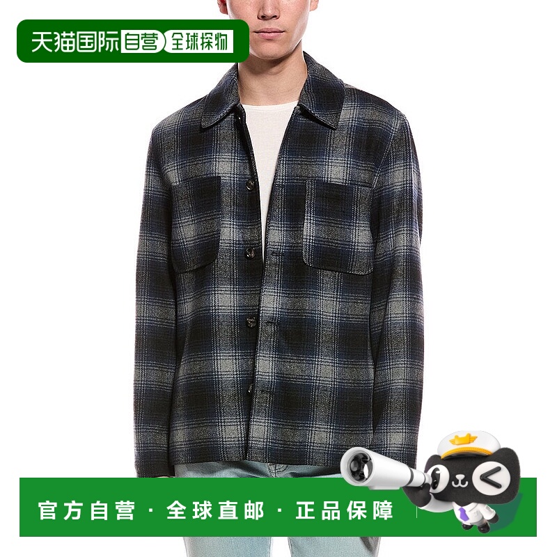 自营Slate & Stone Plaid Wool-Blend Shirt Jacket - blue 美国