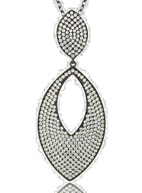 自营 Suzy Levian 立方氧化锆纯银椭圆形密镶吊坠 - 黑色 美国奥