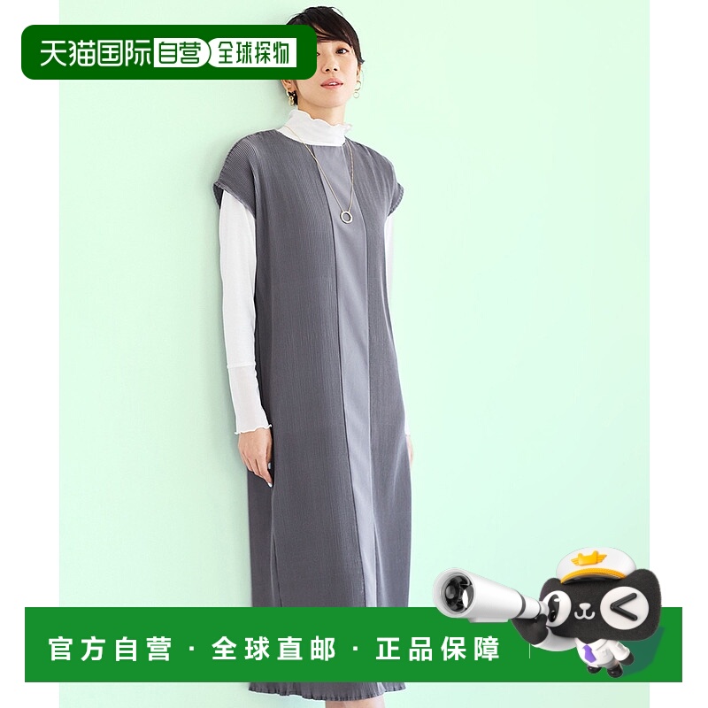 1h可退 日本直邮IEDIT女士I线法式短袖褶皱连身裙 G313972连衣裙