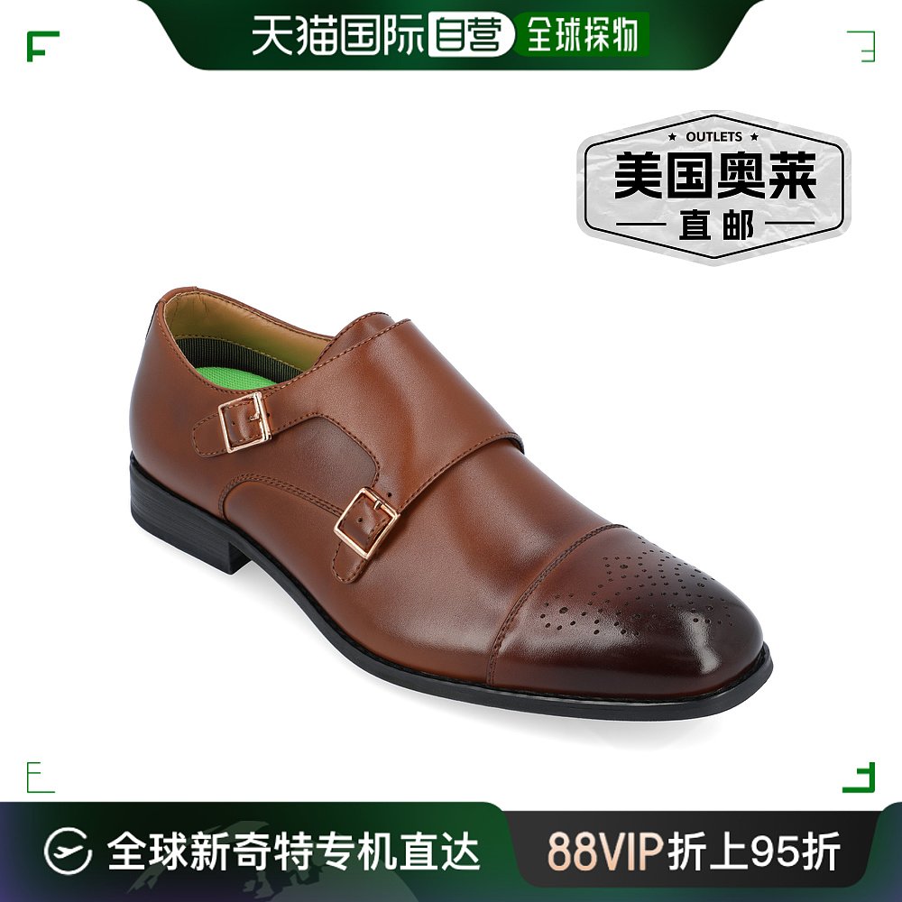 Vance Co. Atticus Wide Width Double Monk Strap正装鞋-棕褐