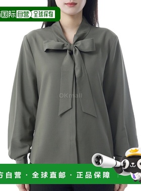 韩国直邮Self-Portrait 斜纹蝴蝶结衬衫 (PF25016T-绿色) 女式衬