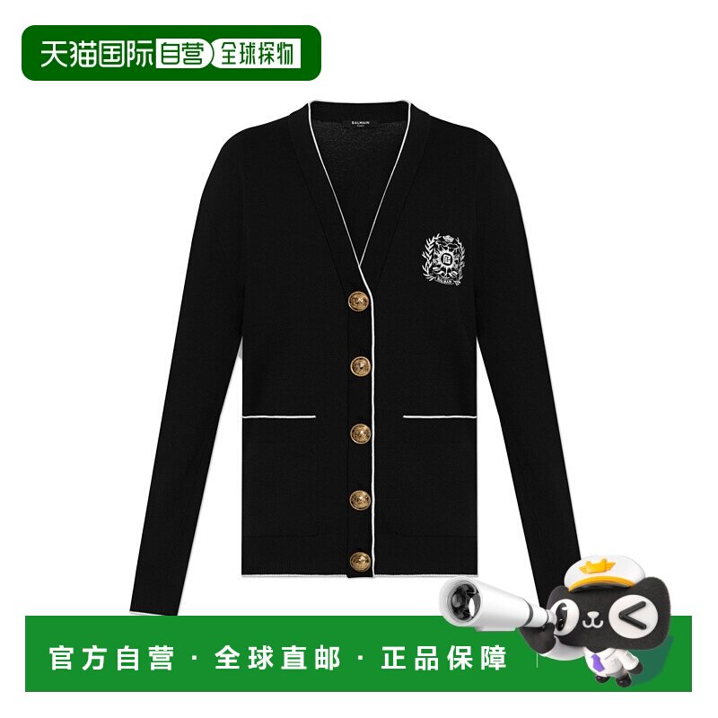 香港直邮BALMAIN 女士针织衫 FF1KO003KI86EAB AW2025 黑色 Cardi