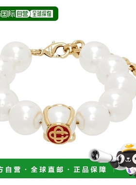 香港直邮潮奢 Casablanca 男士 金色 & 白色 Logo Faux-Pearl 手