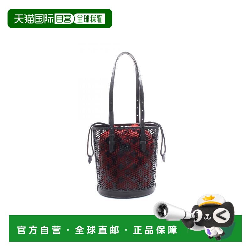 日本直邮中古LV路易威登女包A级95新Bucket PM菜篮子牛皮手提包黑