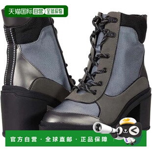 自营Rocket Dog Karli Boots Gunmetal Round Toe Block Heel Ank