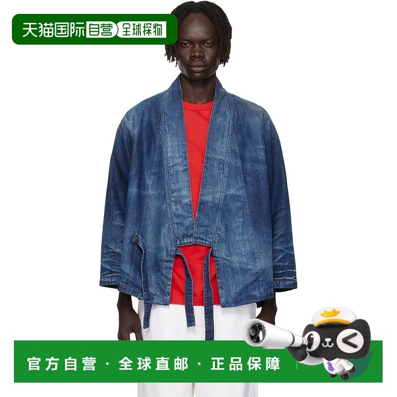 香港直邮Kenzo 高田贤三 男士 海军蓝 Paris Kimono 牛仔夹克 FF6
