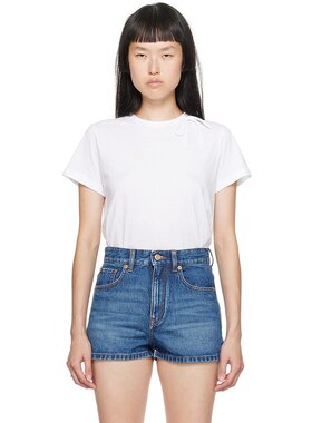 潮奢 Valentino 华伦天奴 女士 白色结饰 T 恤 3B3MG21J81G