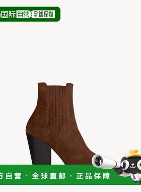 自营欧洲直邮YSL圣罗兰 THEO系列女士大地色小牛皮尖头靴子短靴