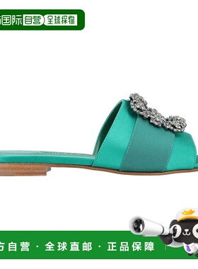 自营 Manolo Blahnik Martamod平坦绿色-绿色 美国奥莱直发平底鞋