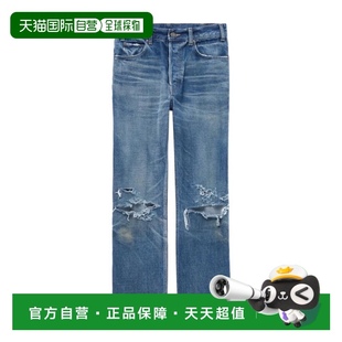 香港直發(fā)CELINE思琳男士 2N589269P 潮流時尚 藍色九分仿舊牛仔褲