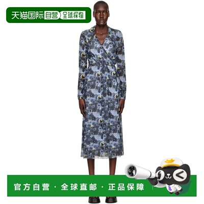 1h可退 香港直邮GANNI 甘尼 女士 蓝色 Wrap 连衣裙 T3337