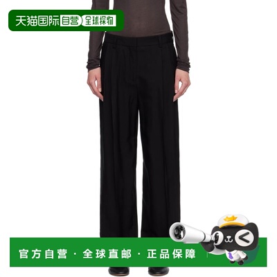 1h可退 香港直邮toteme 女士 黑色 Double-Pleat Fluid 长裤 252W