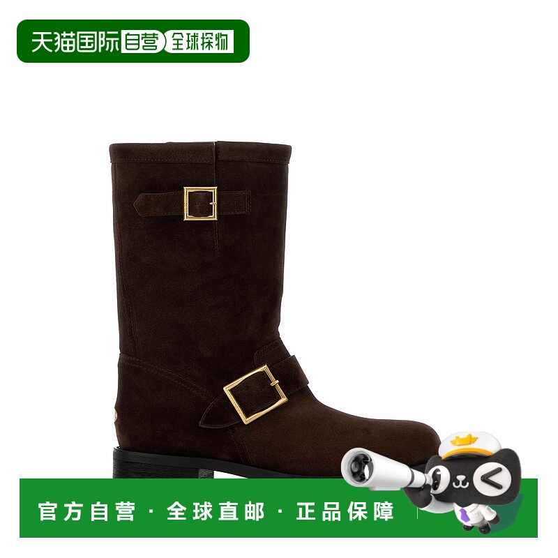 香港直邮Jimmy Choo 周仰杰 女士 巧克力色绒面革骑士短靴 BIKERM