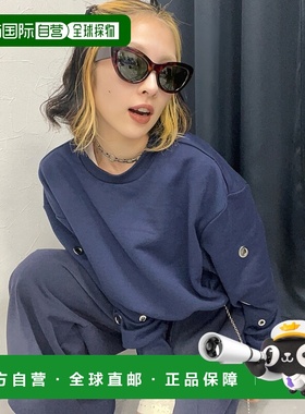 1h可退 日本直邮25quee 女装 宽松短款连帽卫衣 半拉链设计 60271