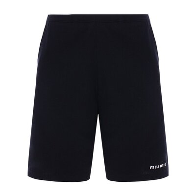 MIU MIU 女士短裤 MJP33214RWSOOOF0008 CO 黑色 松紧腰短裤