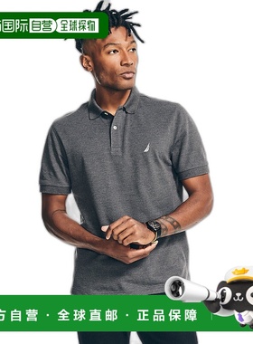 自营 Nautica 男式经典版 Heather Deck Polo 衫 - 炭灰色 美国奥