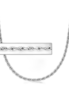 Ross-Simons 3mm 纯银绳链项链 【美国奥莱】直发银色英寸