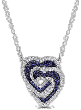 自营 925 纯银 Mimi & Max 互锁心形吊坠配链 - 蓝色 美国奥莱直