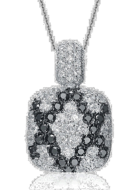 自营 geneviveGv 纯银白色和黑色方晶锆石吊坠 - 黑色 美国奥莱直