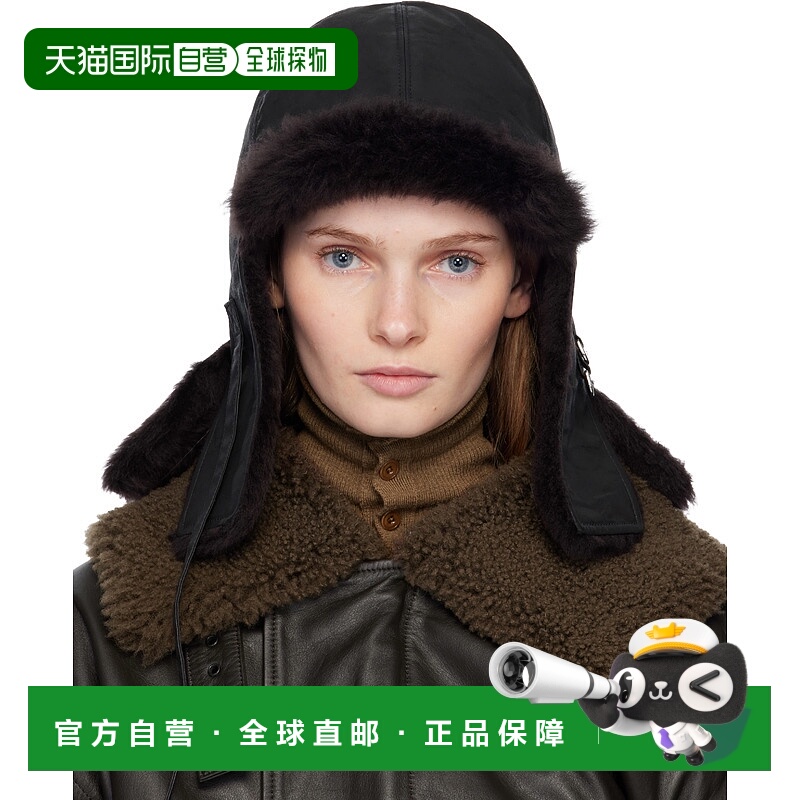 1h可退 香港直邮潮奢 Lemaire 女士 黑色双面飞行员帽 AC1169LF14