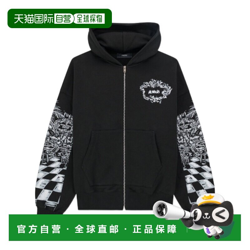 1h可退 香港直邮AMIRI 男士卫衣 AMTOJR1099001 SS2026 黑色 拉链