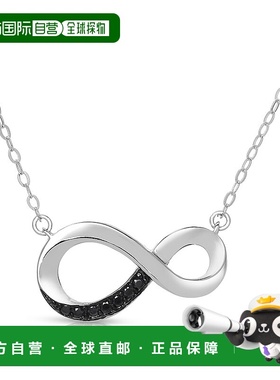 自营 GENEVIVE 纯银黑色镀黑色立方氧化锆无限魅力项链 - 黑色 美