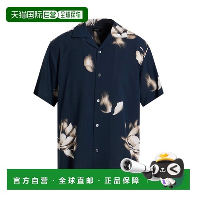 1h可退 香港直邮潮奢 THEORY 希尔瑞 男士 花纹衬衫 blue蓝色 舒