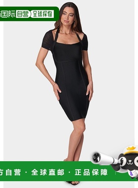 自营Bebe Women's Mesh Overlay Bandage Dress - black 美国奥莱