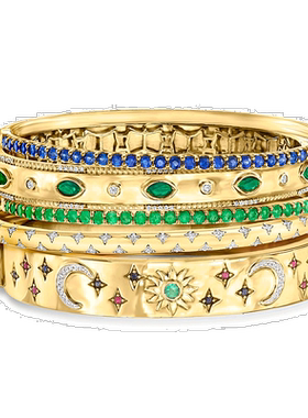 自营 Ross-Simons“百老汇叠”5 条手镯 18 克拉金镀在纯银上 - 8