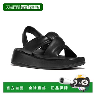 自营 FitFlop F-Mode皮革凉鞋-黑色 美国奥莱直发新款