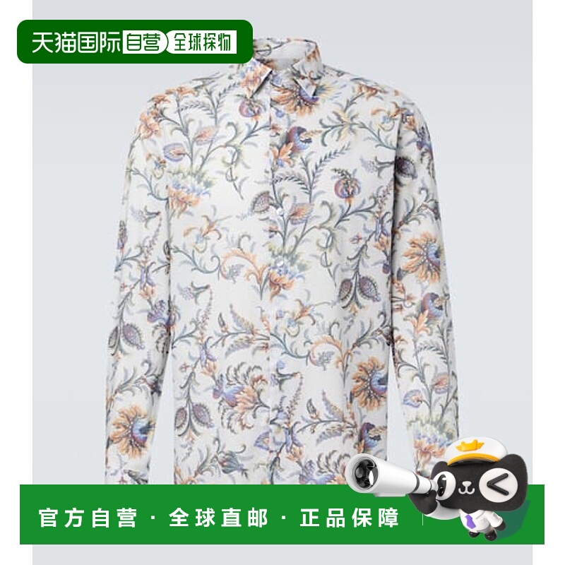 1h可退 香港直邮潮奢 Etro 艾特罗 男士 花朵棉质衬衫 blue蓝色