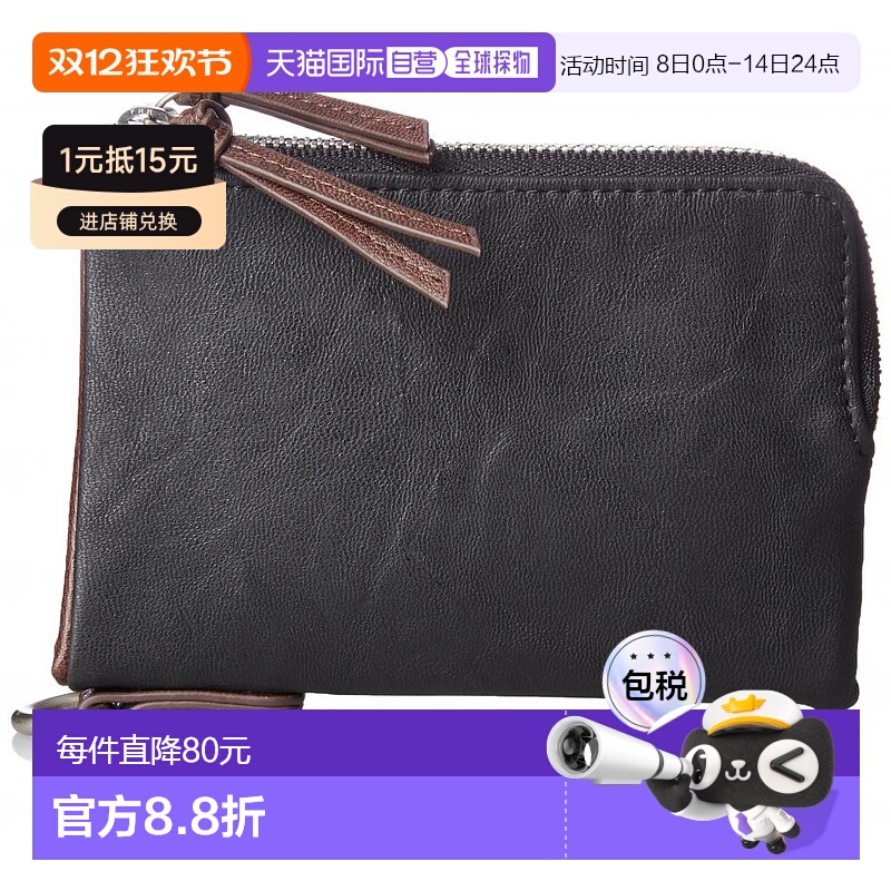 【日本直邮】device钱包时尚简约双折钱包大容量GLAND黑色做工精