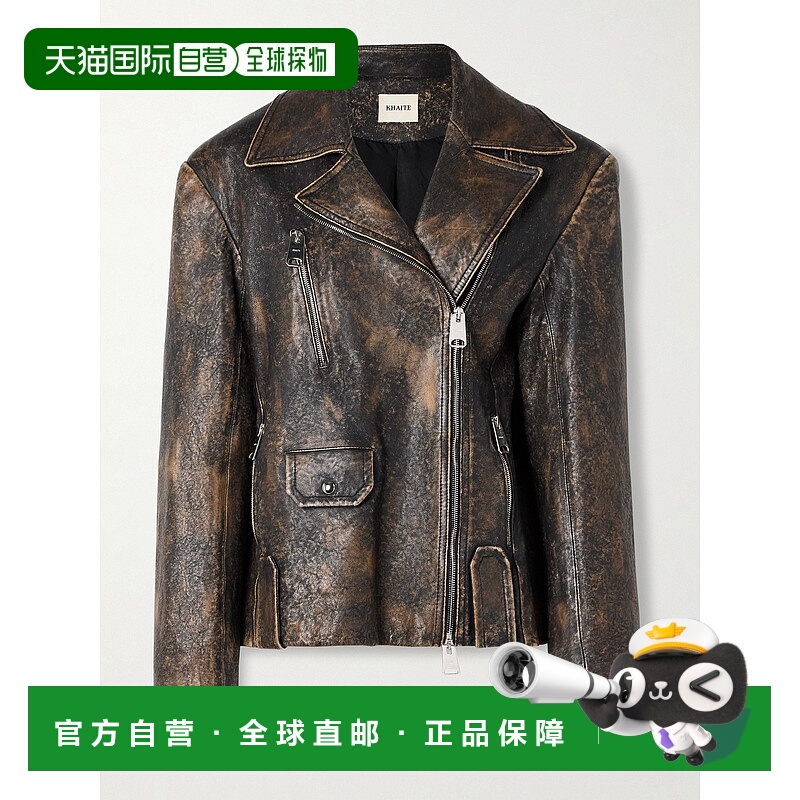1h可退 香港直邮潮奢 KHAITE 女士 Catalina 磨破皮革骑士夹克 61