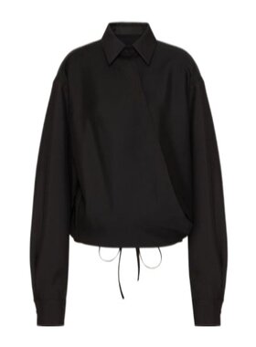 VALENTINO 女士衬衫 5B0AB6T58Y10NO AW2024 黑色 长袖羊毛衬衫