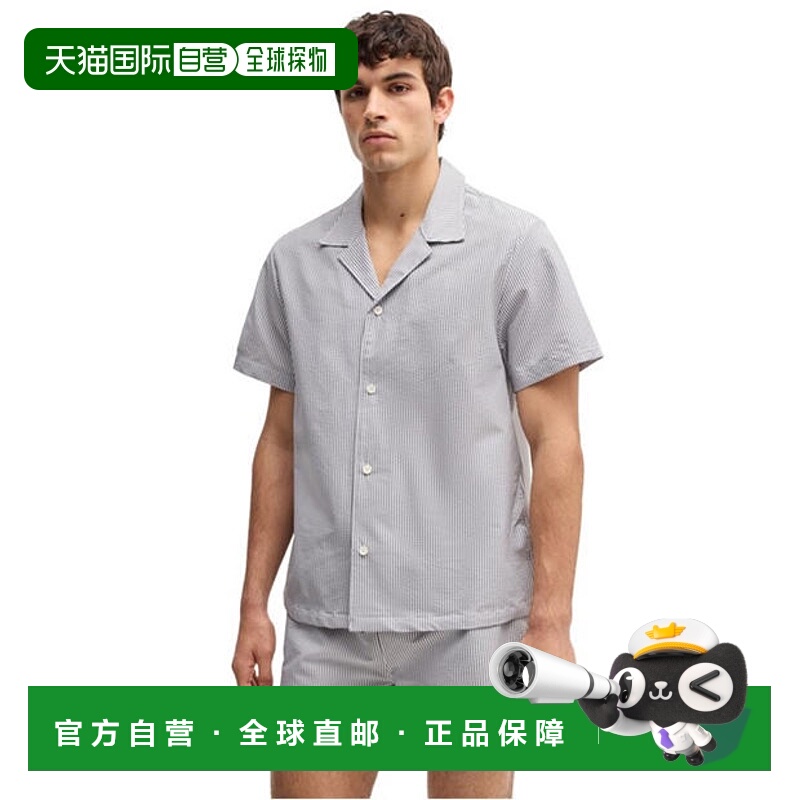 1h可退 香港直邮BOSS 波士 男士 Velvetfish 海滩衬衫 blue蓝色