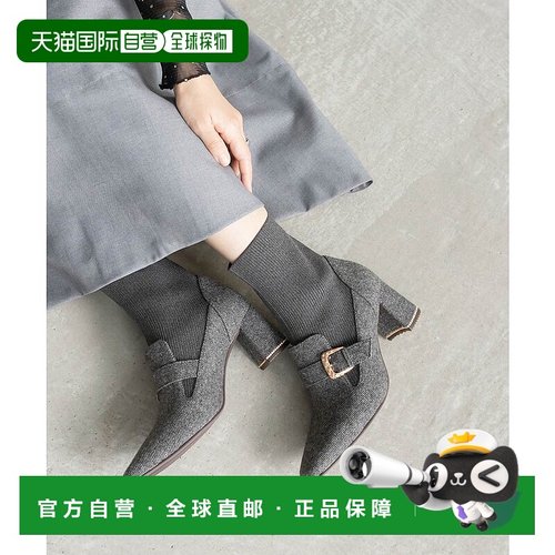 日本直邮RANDA 绗缝搭扣针织对接靴 RA041BW15029 黑色 女靴