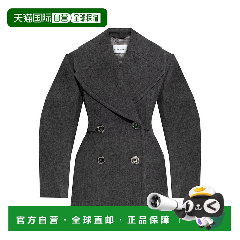 1h可退 香港直邮潮奢 Givenchy 纪梵希 女士 灰色 Cocoon 双排扣