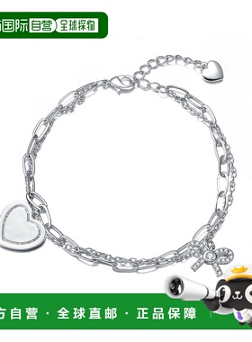 自营 geneviveGa 纯银镀铑心形回形针手链 - 白色 美国奥莱直发