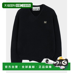 韩国直邮SATUR设计师款大气简约日常休闲个性毛衣SA23FWMK38BK