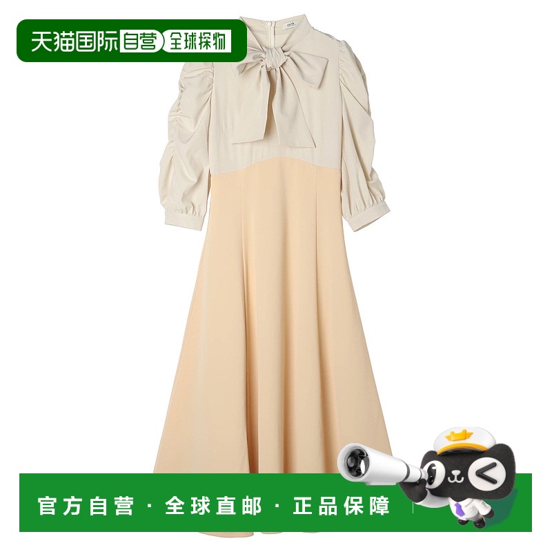 1h可退 日本直邮earth music&ecology 高腰设计拼接波纹连衣裙 1M