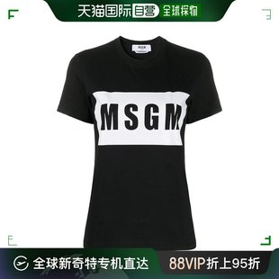 宽松 香港直邮Msgm女士T恤黑色印花短袖 休闲日常百搭柔软时尚