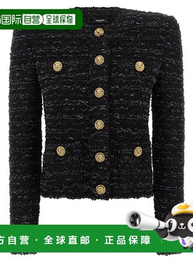 香港直邮BALMAIN 女士夹克 FF0SK890KJ160PA AW2025 黑色 Tweed b