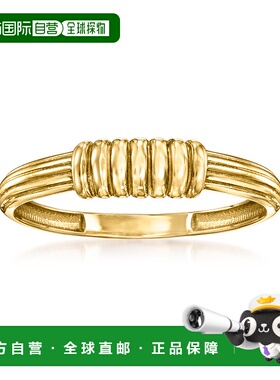 自营 Ross-Simons 18kt 黄金罗纹中心戒指 - 黄色 美国奥莱直发