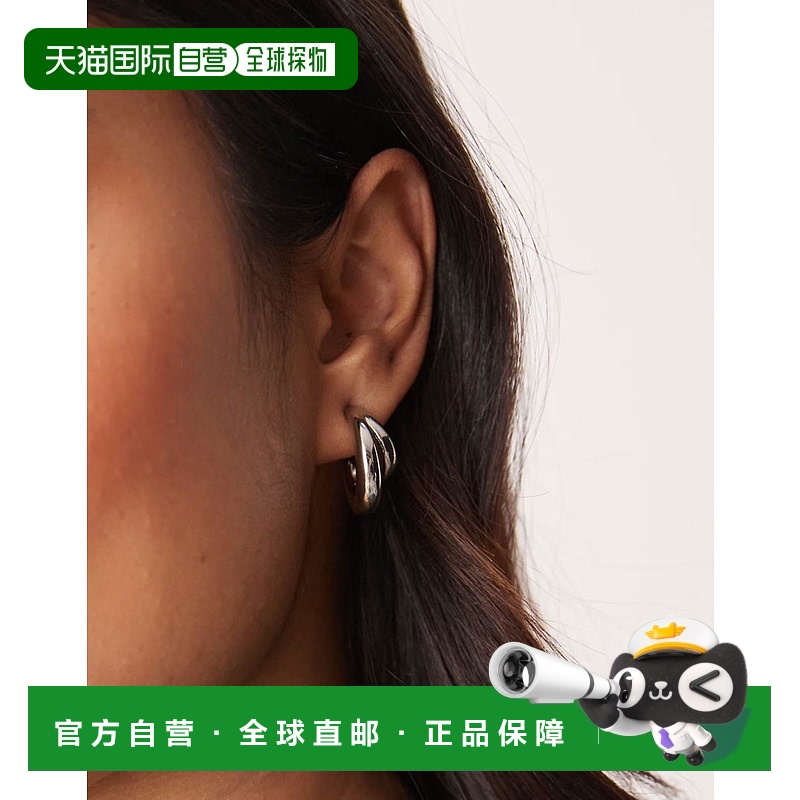 1h可退 香港直邮潮奢 ASOS 女士 14k 设计电镀多股式色调耳环(银)