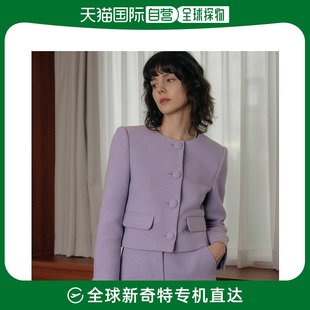 KARINA WOOL LOOKAST TWEED JACKET羊毛短外套紫 PURPLE 韩国直邮