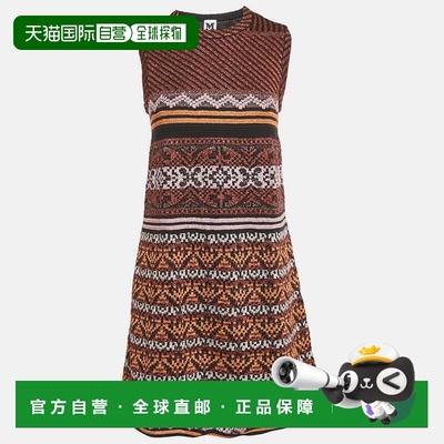 自营M Missoni Orange/black Patterned Lurex Knit Short Dress
