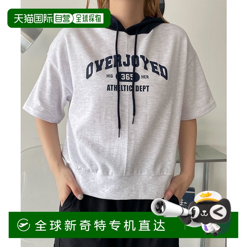 1h可退 日本直郵WOND 女士夏季短袖拼色學(xué)院風(fēng)連帽衛(wèi)衣 WD25SM06L